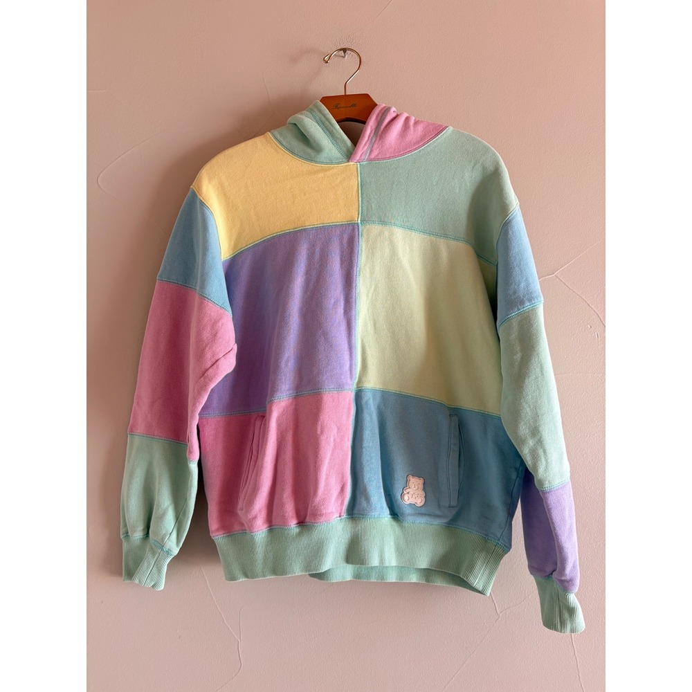 Teddy Fresh Pastel Colorblock Hoodie Cotton Patchwork Sweatshirt Hoodie SZ Small